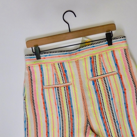 NWT!! BODEN Textured Stripe Shorts Neon Colorful Pockets Linen Pockets Size 8 - Picture 9 of 16